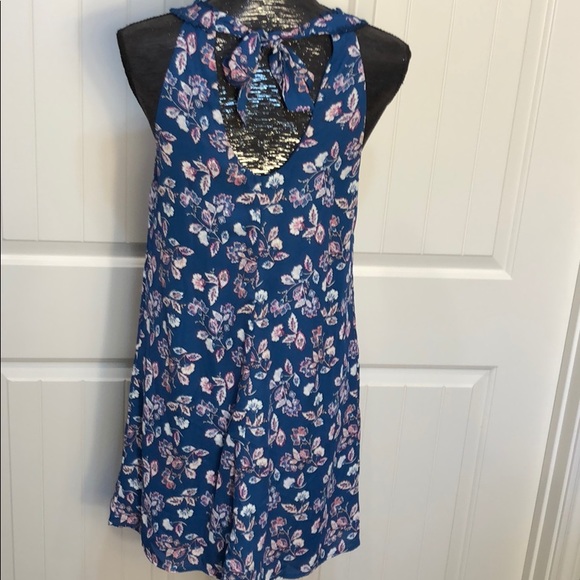 NWT Halter Blue peacock Dress Francescas Small - Picture 6 of 8